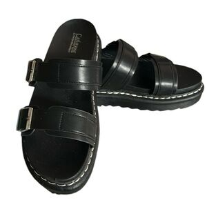Catherine Malandrino Black Double Strap
Adjustable Platform Lug Sandals Size 8.5